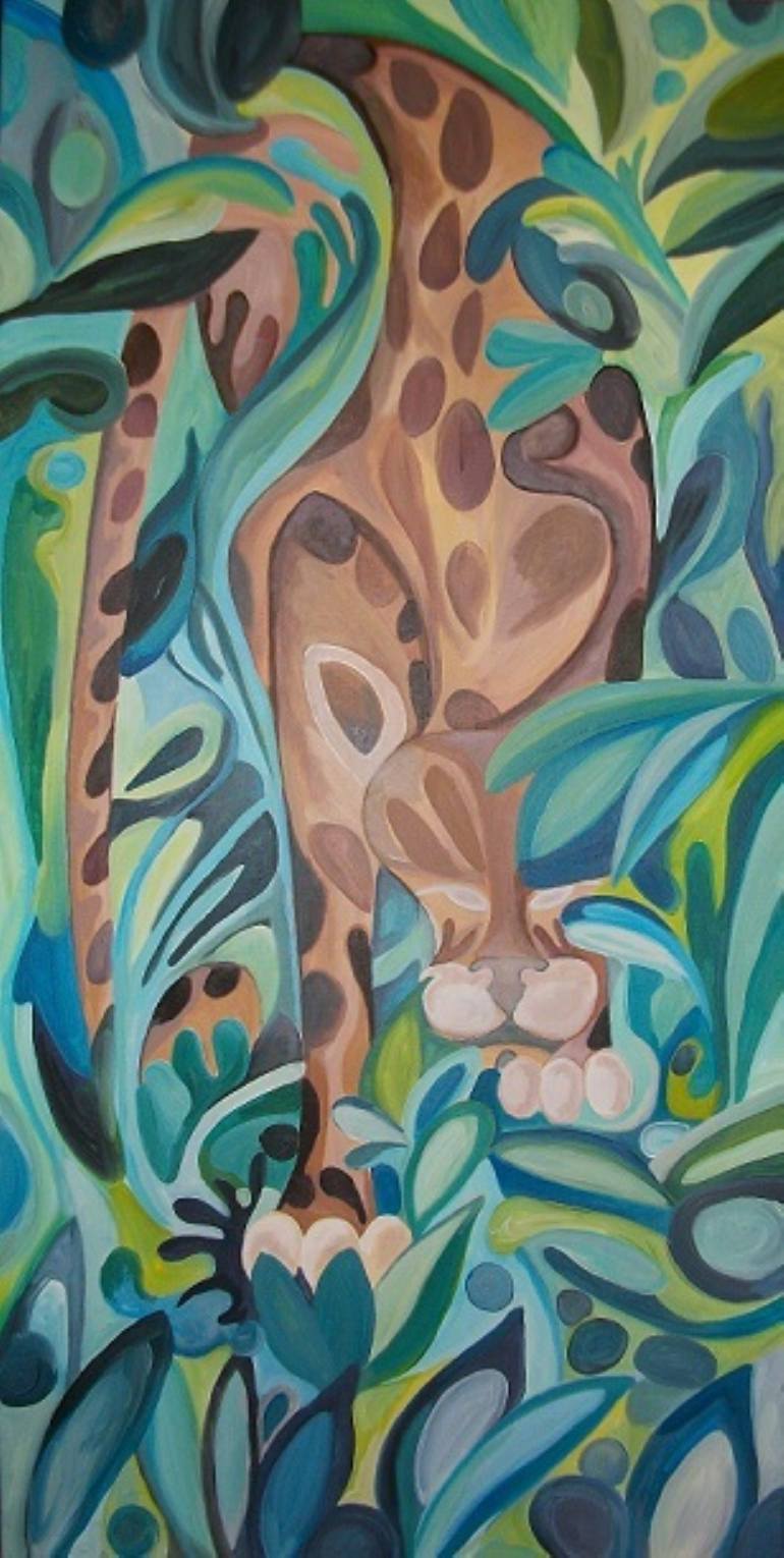 770x1530 Saatchi Art La Traque De L'Ocelot Painting By Ketty Ferrandon - Ocelot Painting