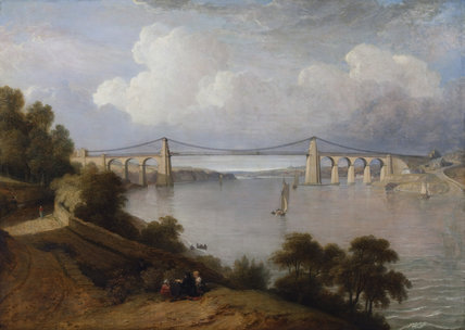 428x304 The Menai Bridge, 1828, By George Arnald (1763 1841), Painting - Octagon Painting