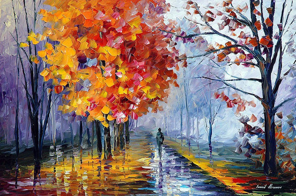 1000x661 October Fog Original Oil Painting On Canvas By Leonid Afremov - October Painting