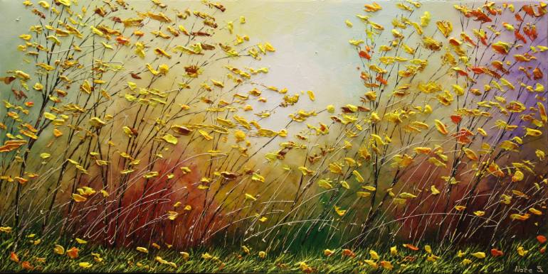 770x386 Saatchi Art Windy October Painting By Nataliya Stupak - October Painting