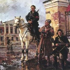 236x236 1917 Russian Revolution Painting By Vladimir Serov - October Revolution Painting