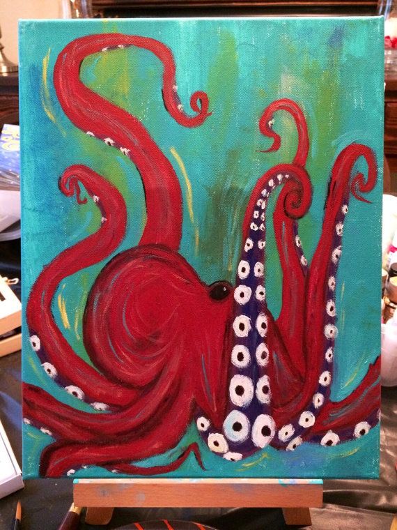 570x760 Octopus Acrylic Painting Painting Paintings - Octopus Acrylic Painting