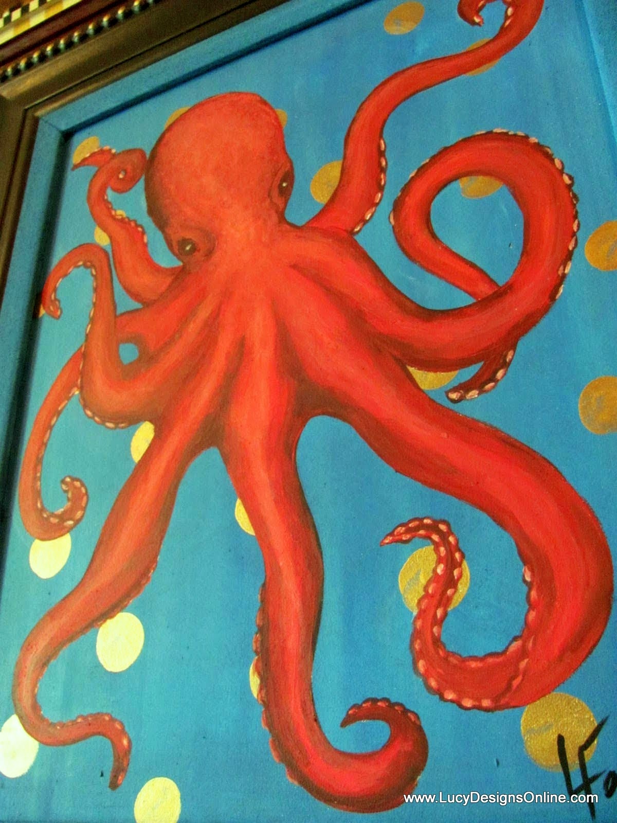 1200x1600 Original Art On Recycled Canvas, Hand Painted Octopus And Ocean - Octopus Acrylic Painting