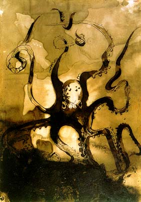 281x400 Octopus With The Initials V.h., 1866 - Octopus And Woman Painting