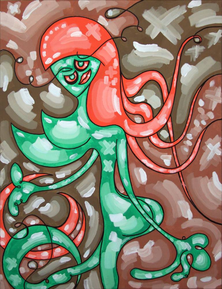 770x1004 Saatchi Art Octopus Woman Painting By Jazxart Jaime Bona - Octopus And Woman Painting