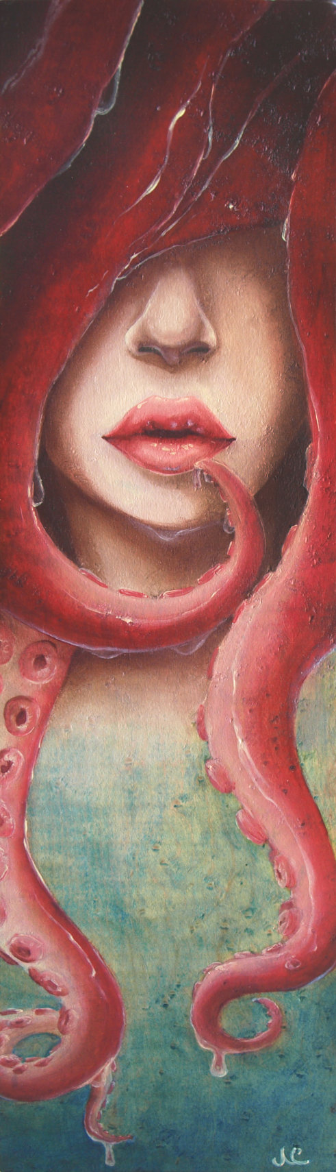 491x1710 Drip - Octopus And Woman Painting