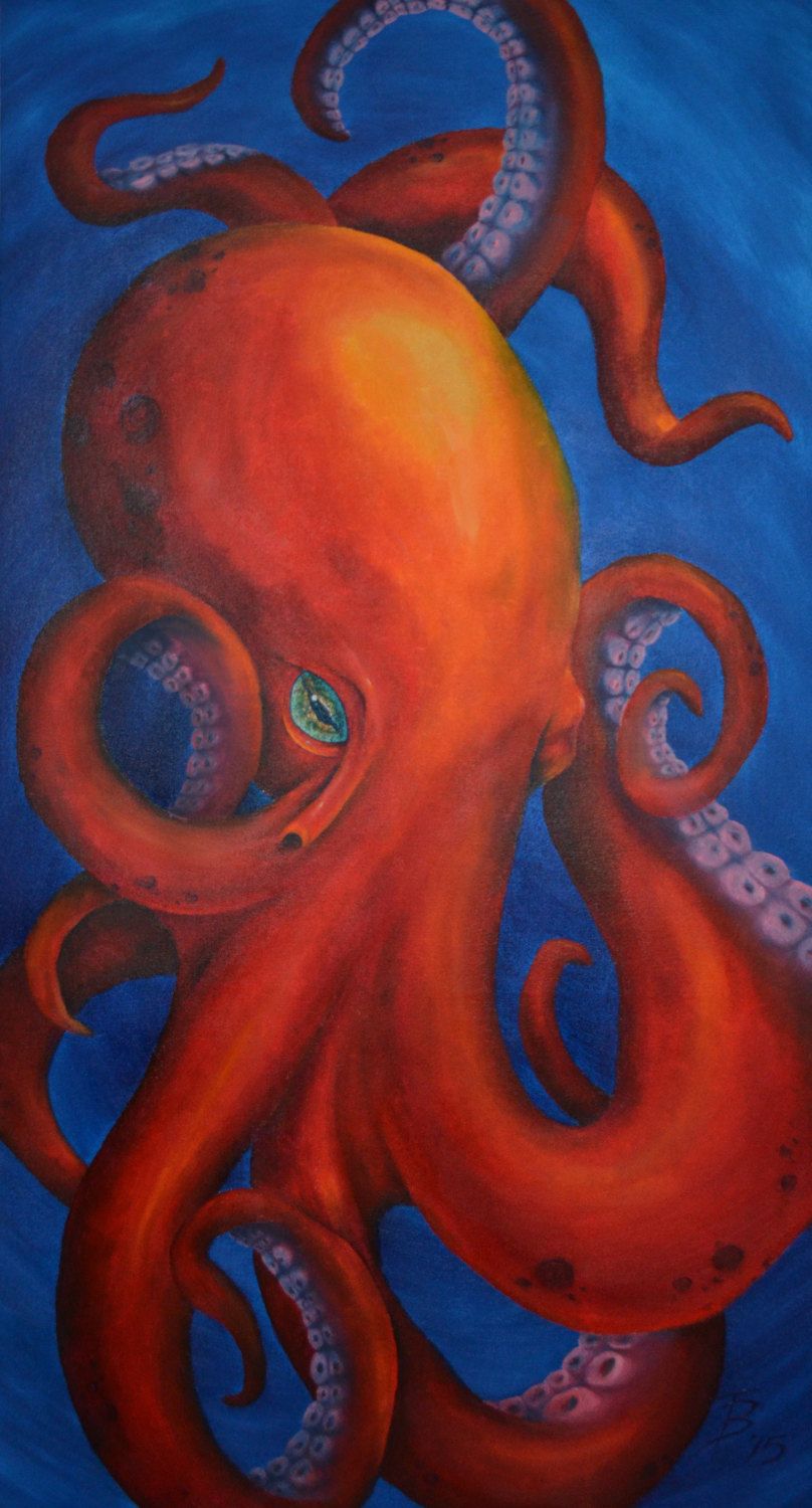 808x1500 Octopus - Octopus Oil Painting