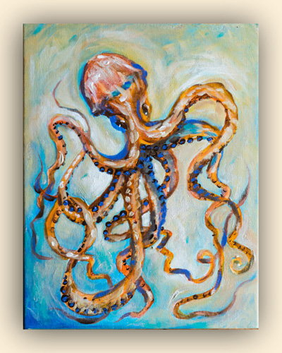 400x500 Octopus Chacha - Octopus Oil Painting