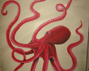 340x270 Octopus Art Octopus Painting Tropical Art Large Octopus - Octopus Painting