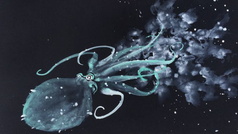 770x435 Saatchi Art Chinese Painting Octopus Painting By Mayee Futterman - Octopus Painting