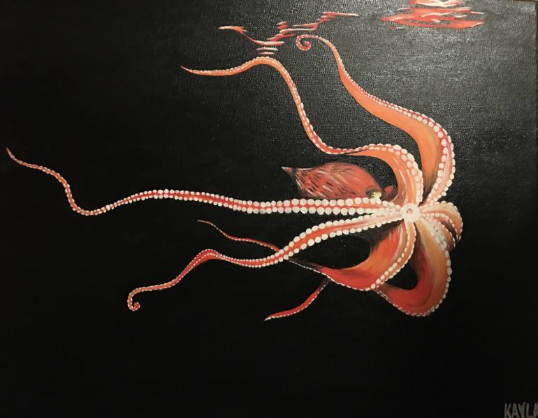 770x599 Saatchi Art Red Evil Octopus Painting By Kayla Esteron Goodwin - Octopus Painting