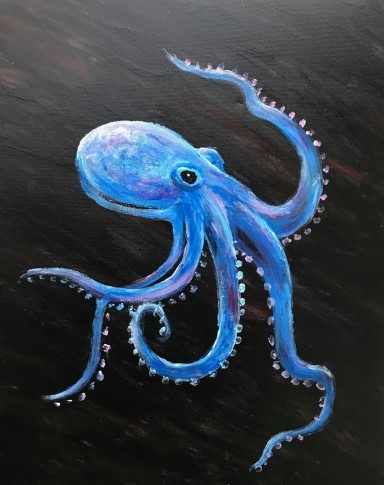384x485 Hudsons Taphouse, Shawnessy 11142017 Paint Nite Event - Octopus Painting