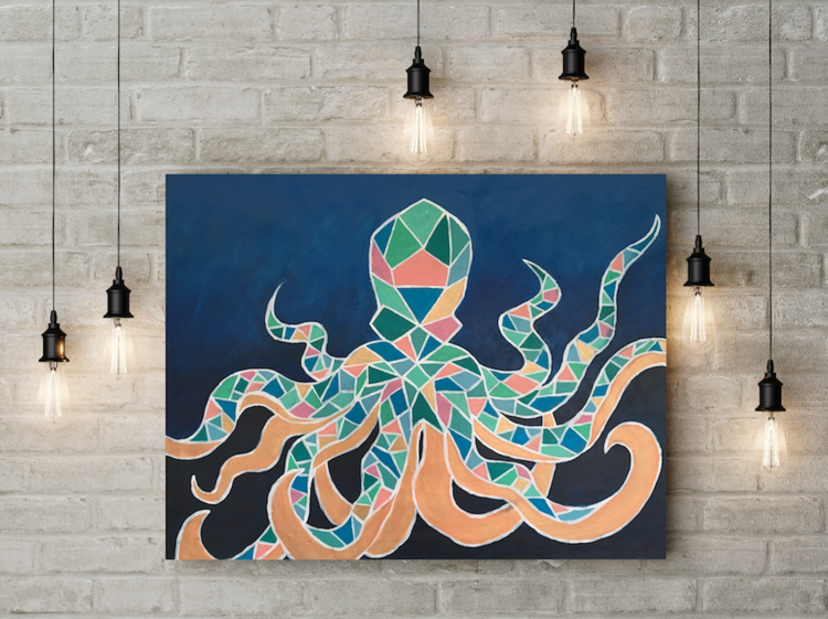 750x561 Octopus Octopus Painting, Acrylics And Canvases - Octopus Painting On Canvas