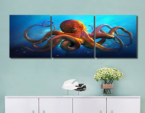 300x233 Abstract Octopus Blue Sea Wall Decor Art Oil Painting On Canvas No - Octopus Painting On Canvas