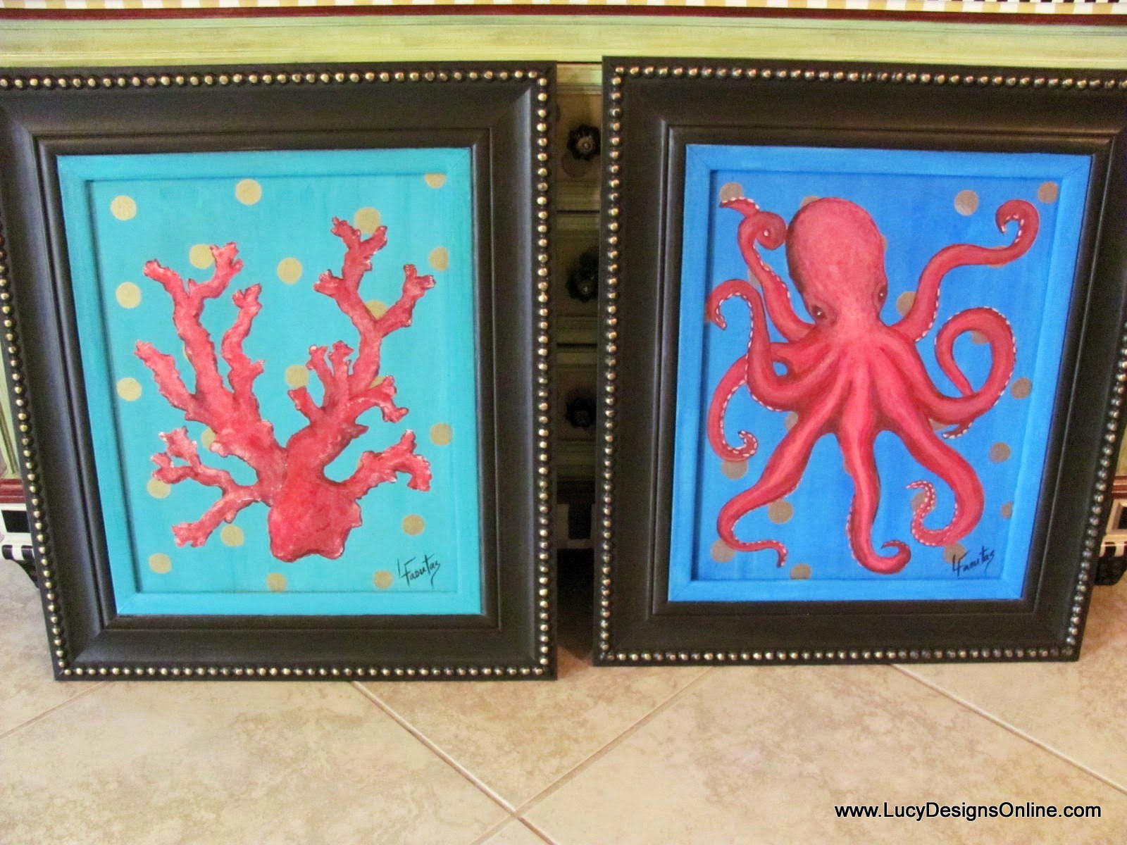 1600x1200 Original Art On Recycled Canvas, Hand Painted Octopus And Ocean - Octopus Painting On Canvas