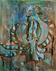 239x300 Octopus Tentacles Striped Metallic Copper Texture - Octopus Tentacles Painting