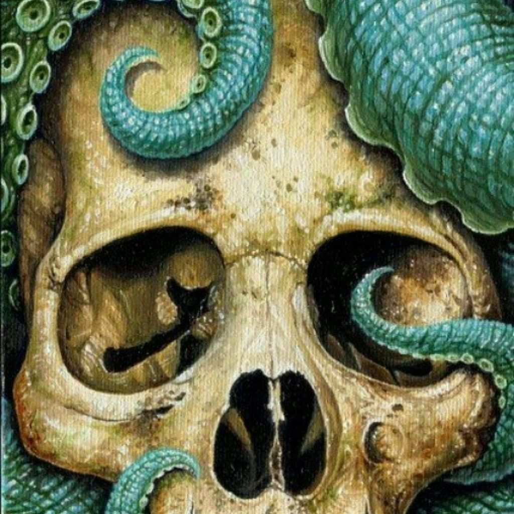 1024x1024 Skull Painting Best Of Skull And Octopus Tentacles Interesting Art - Octopus Tentacles Painting