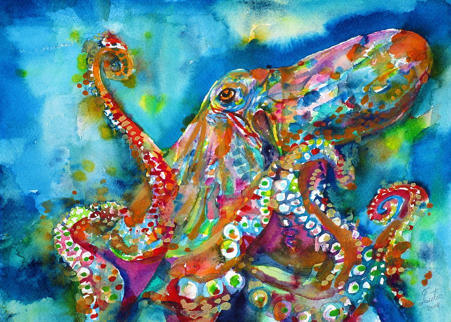 Octopus Watercolor Painting at PaintingValley.com | Explore collection ...