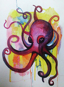222x300 Octopus Watercolor Paintings - Octopus Watercolor Painting