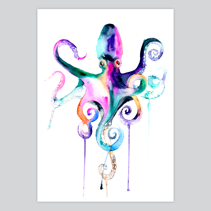 700x700 Purple Octopus Watercolor Painting - Octopus Watercolor Painting