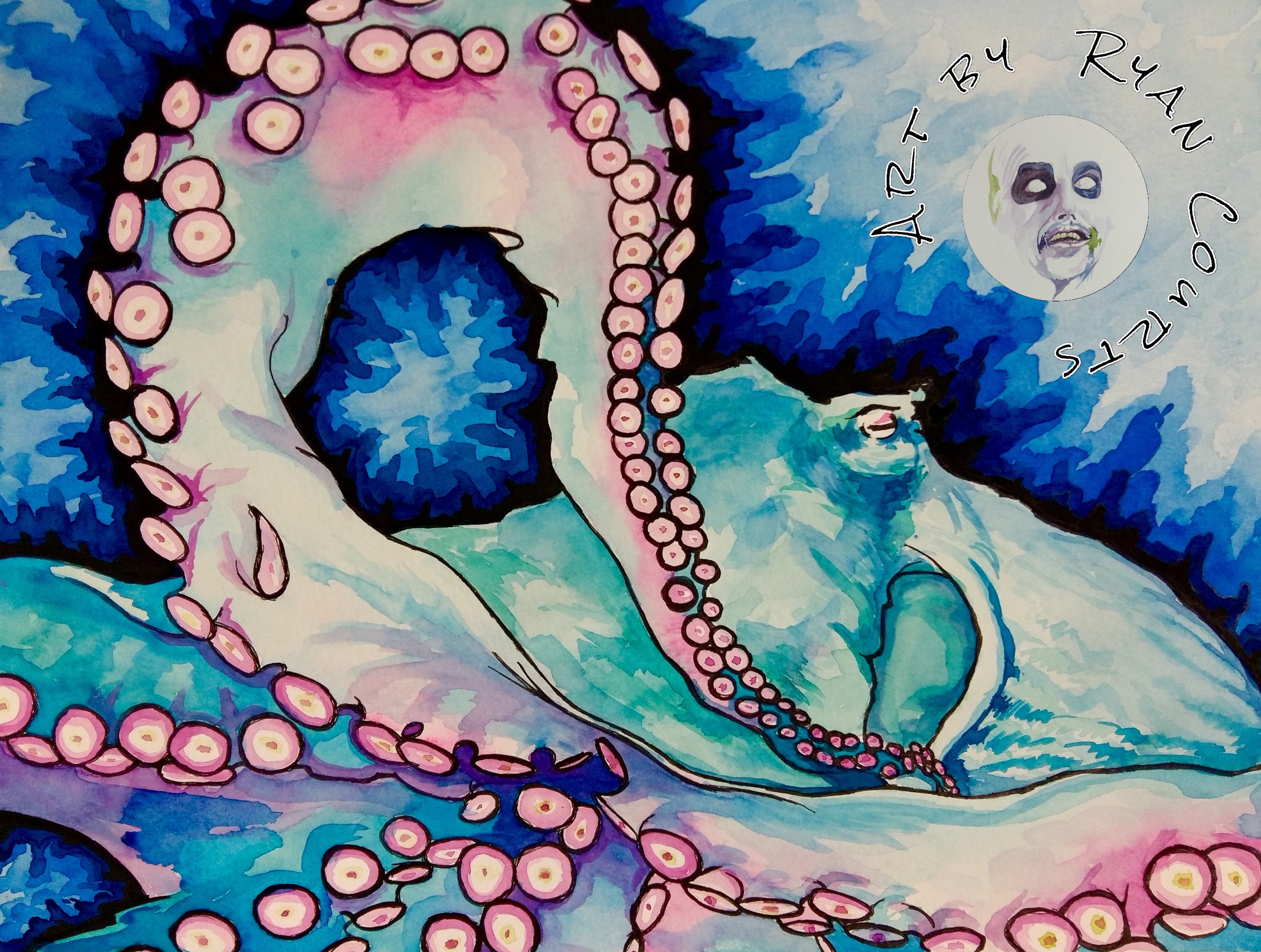 3332x2516 Speed Painting Watercolor Octopus - Octopus Watercolor Painting