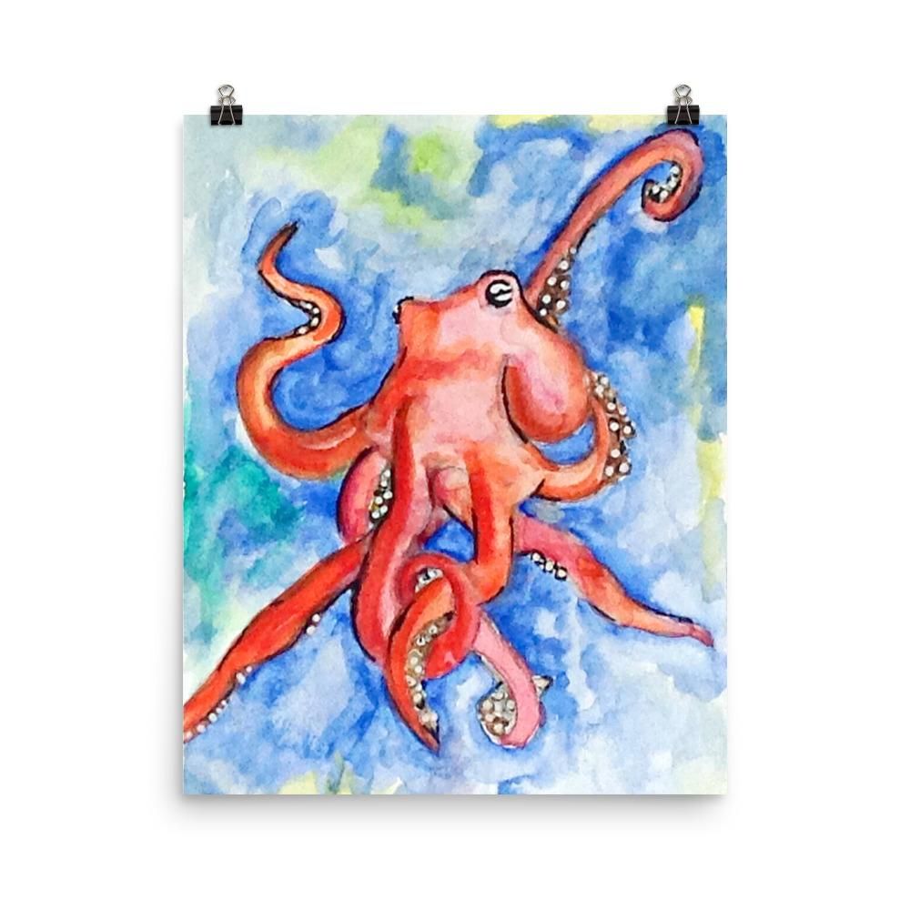 1000x1000 Happy Bright Octopus Watercolor Print Products - Octopus Watercolor Painting