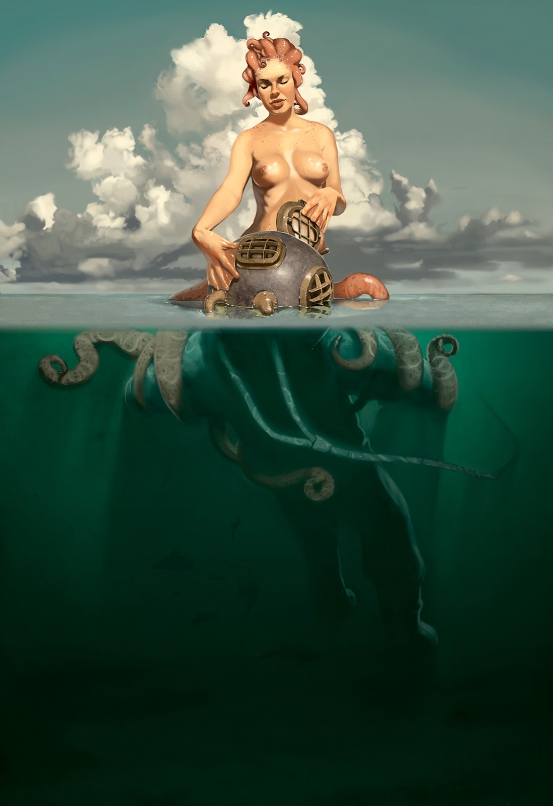 1099x1600 Surge Protector The Catch A Journey - Octopus Woman Painting