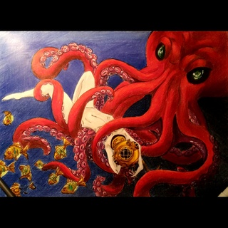 320x320 Octopus Drawings On Paigeeworld. Pictures Of Octopus - Octopus Woman Painting