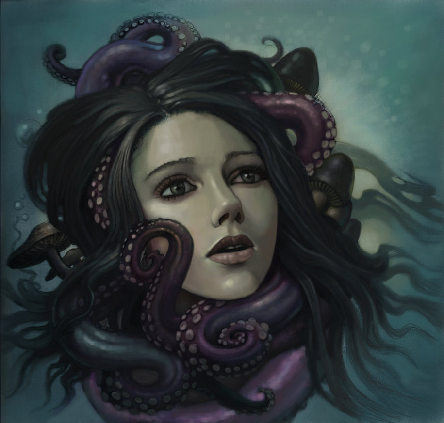 915x873 Octopus Garden. By N8grafica - Octopus Woman Painting
