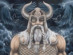 300x227 Odin Painting Viking Artwork Stretched Canvas Giclee Print Ebay - Odin Painting