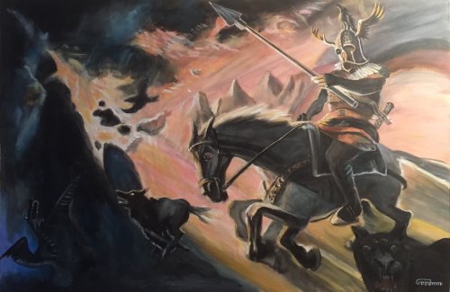 500x325 Odin Riding Sleipnir By Leon Goodman - Odin Painting