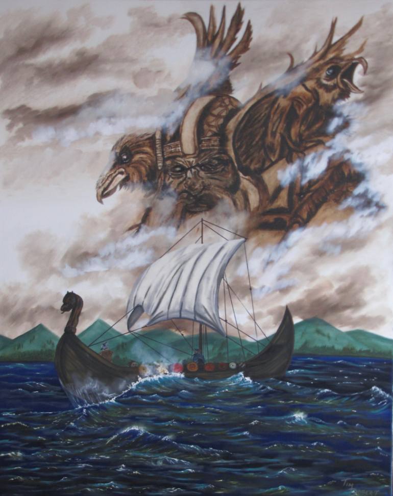 770x972 Saatchi Art Watched By Odin Painting By Tim Dobert - Odin Painting