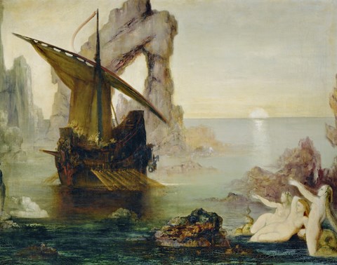 480x378 Ulysses And The Sirens, 1875 1880 Fine Art Print By Gustave Moreau - Odysseus And The Sirens Painting