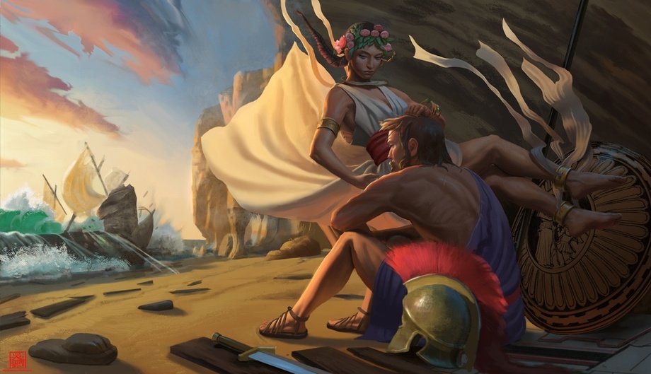 920x529 Odysseus And Calypso, An Art Print By James Wu - Odysseus Painting