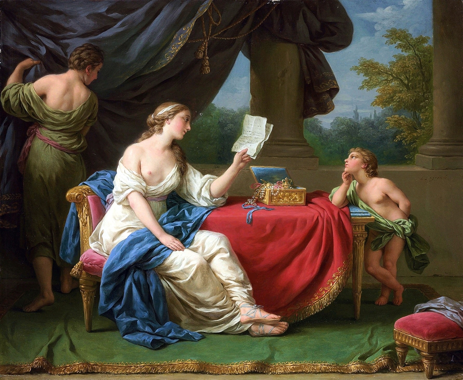 1784x1467 Penelope Reading A Letter From Odysseus Painting Louis Jean - Odysseus Painting