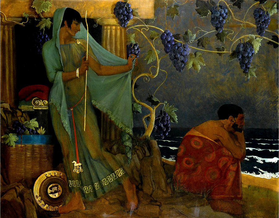900x703 Calypso And Odysseus Painting By Sir William Russell Flint - Odysseus Painting