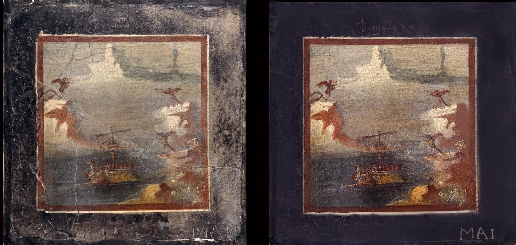 1642x780 Restoration Of A Wall Painting Of Odysseus A.k.a Ulysses - Odysseus Sirens Painting