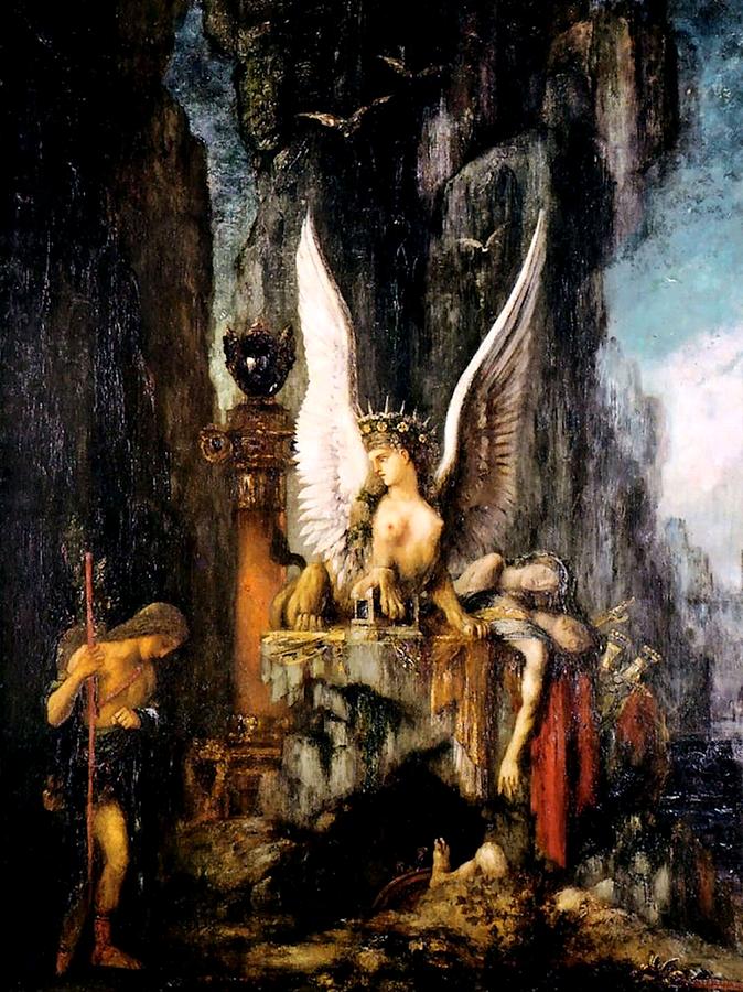 674x900 Oedipus The Wayfarer Painting By Gustave Moreau - Oedipus Painting