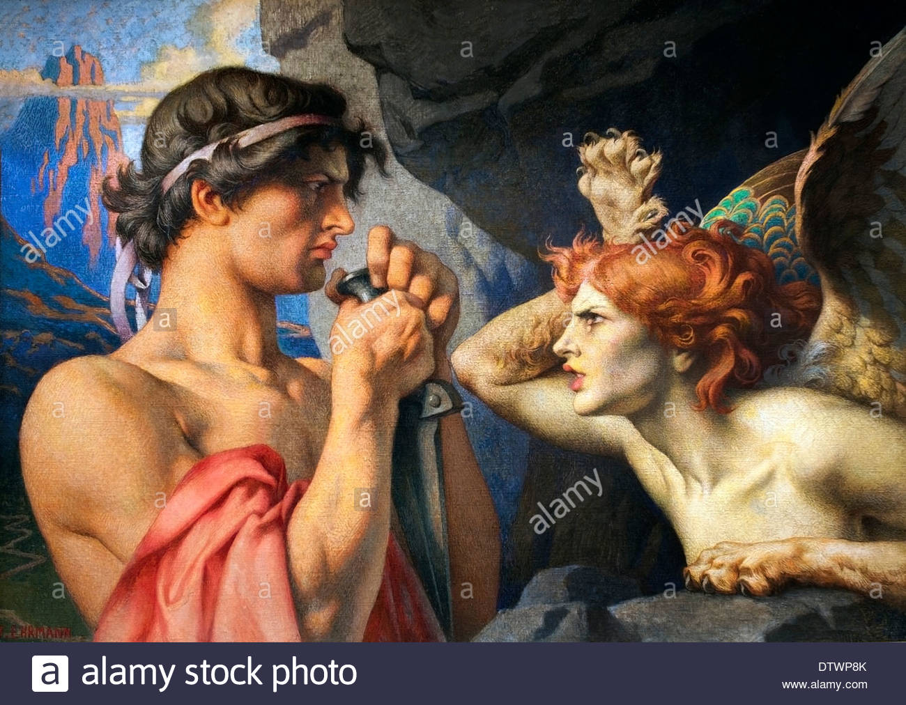 1300x1012 Oedipe Et Le Sphinx - Oedipus Painting