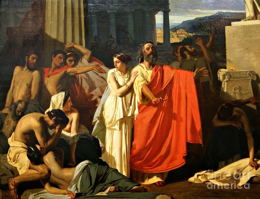 900x689 Oedipus And Antigone Exiled Painting By Motionage Designs - Oedipus Painting