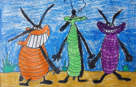 550x354 Oggy And Cockroaches Painting By Mihir Shriram Sathe - Oggy And The Cockroaches Painting