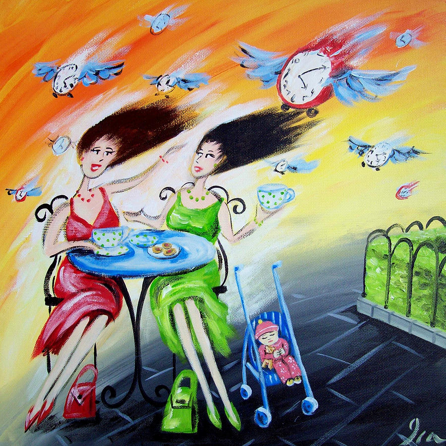 900x900 Oh How Time Flies Painting By Ira Mitchell Kirk - Oh Painting