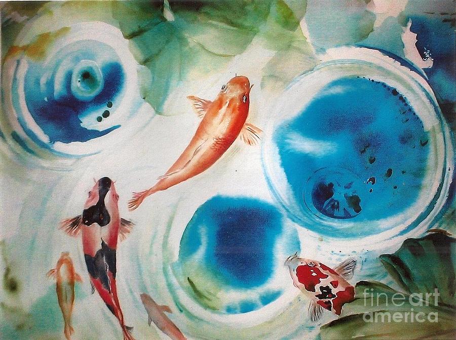 900x671 Koi Ohana Painting By Wendy Wiese - Ohana Painting