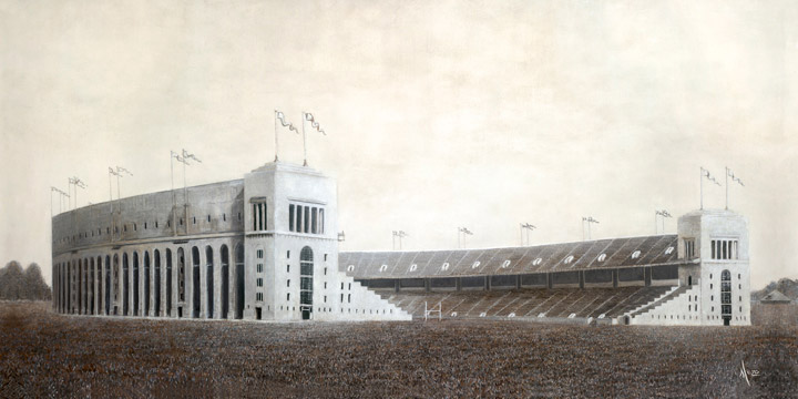 720x360 Ohio State University Horseshoe Stadium Ohio's Praise Art Canvas - Ohio State Canvas Painting