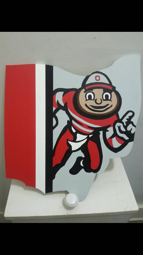 570x1013 Ohio State Buckeyes Brutus Painting On Ohio Wood Cutout Wood - Ohio State Painting
