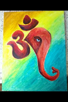 236x354 Om Sanskrit Symbol Original Art 11x14 Canvas, Inspirational Yoga - Ohm Painting