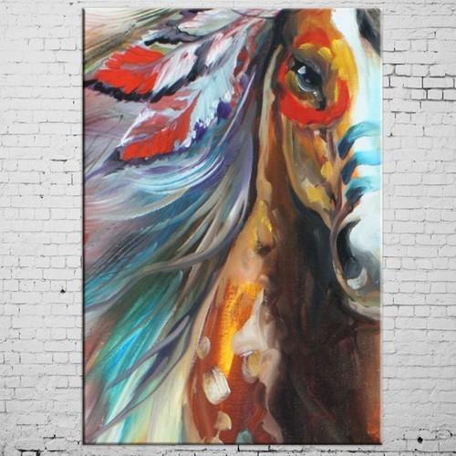 500x500 Abstract Pop Native American Horse Oil Painting On Canvas Home - Oil Horse Painting