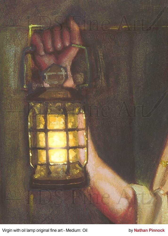 713x1000 My Lds Fine Art Virgin Holding Oil Lamp Fine Art By Nathan - Oil Lamp Painting