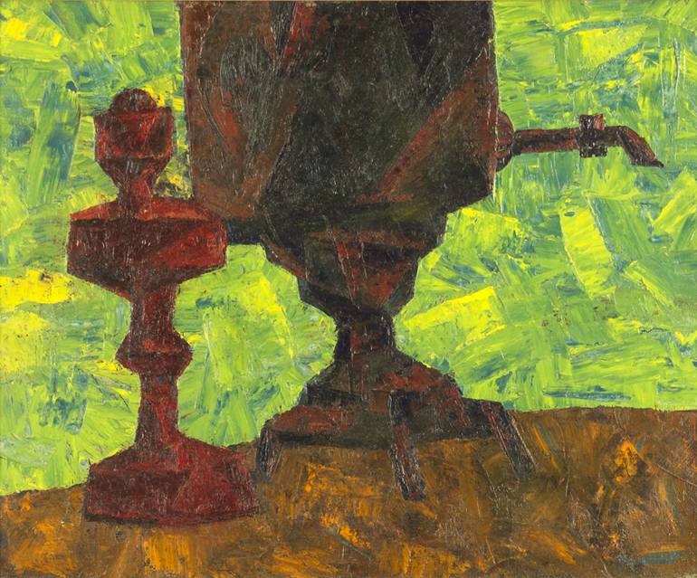 770x639 Saatchi Art Samovar And Oil Lamp Painting By Alexander Valdman - Oil Lamp Painting