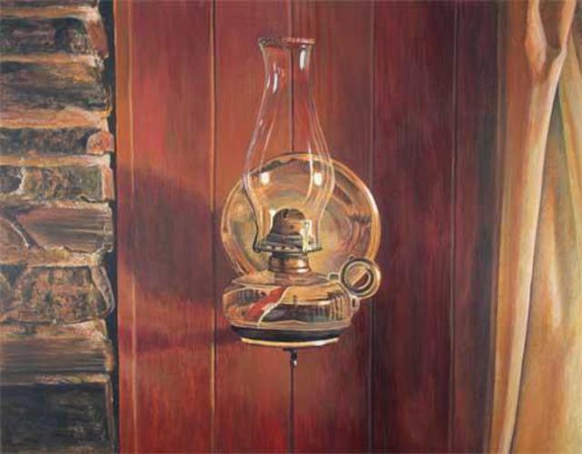 640x499 Alan Bateman Artwork Oil Lamp Original Painting Acrylic - Oil Lamp Painting